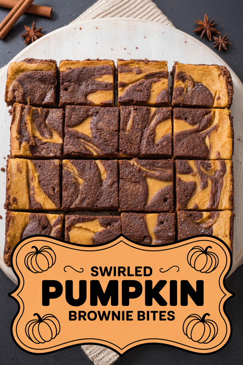 Swirled Pumpkin Brownie Bites