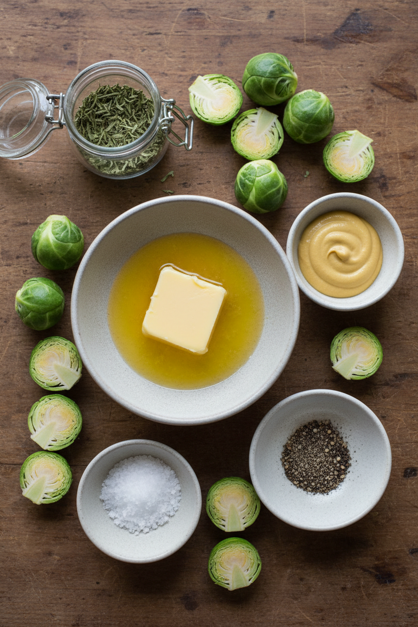 Tarragon Mustard Butter Braised Sprouts