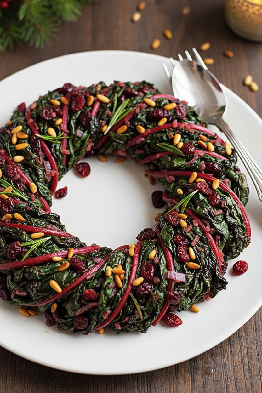 Twisted Swiss Chard Holiday Wreath