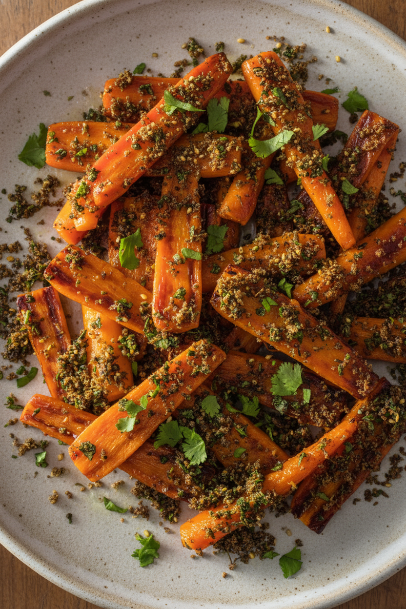 Zaatar Crusted Carrots with Crispy Crumbs