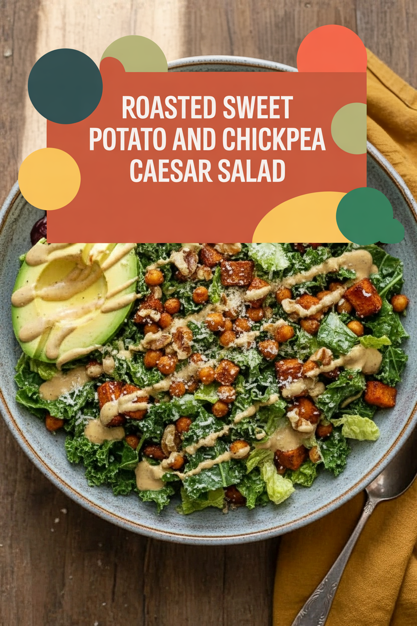 Roasted Sweet Potato and Chickpea Caesar Salad