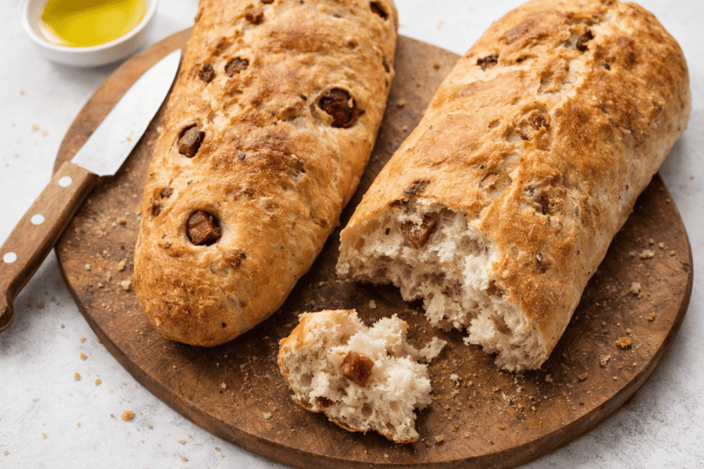 Delicious homemade bread with chocolate chips, perfect for breakfast or snacks.