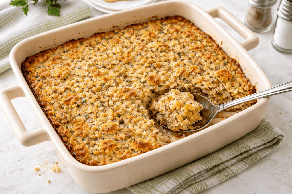 Delicious baked casserole with a crispy breadcrumb topping, perfect for family dinners and comfort f.