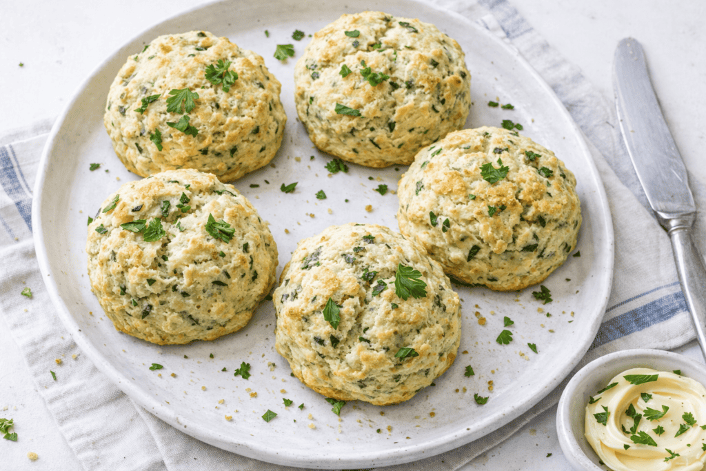 Herbed chicken meatballs with fresh parsley, served on a white plate. Perfect for healthy meals and.
