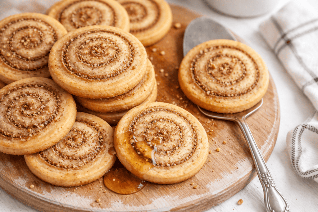 Cinnamon rolls with swirls and caramel glaze, perfect for breakfast or dessert. Freshly baked, golde.